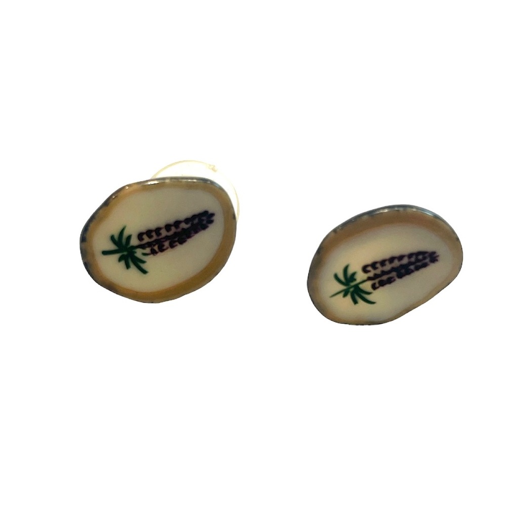 Alaskan Hand Painted Wild Flower Caribou Antler Earrings